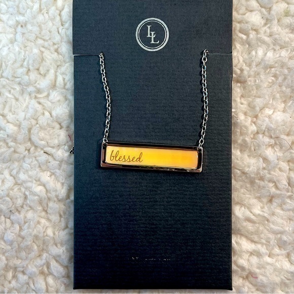 Lucy Lu Designs Jewelry - Lucy Lu "BLESSED" Stainless/Enamel Bar Necklace